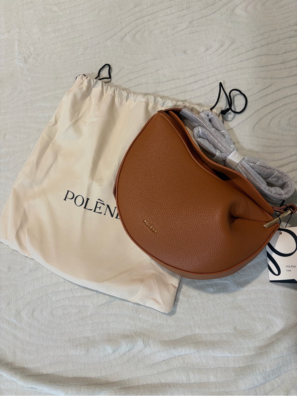 Polène Courrier Small Leather Saddle Bag in Cognac Brown